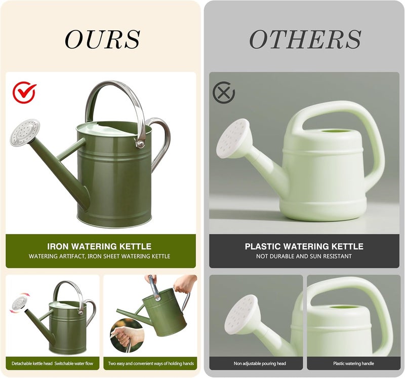 yourjoy Metal Watering Can, One Gallon Watering Cans Stainless Steel for Outdoor Indoor Garden Plants Watering (Emerald Green) - Image 4